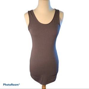 Hearts and Hips Taupe Criss-Cross body Con Tank Dress, M